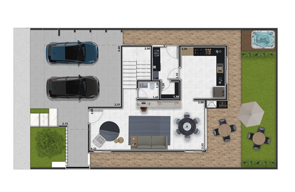 Casas Duplex 160m² - Térreo